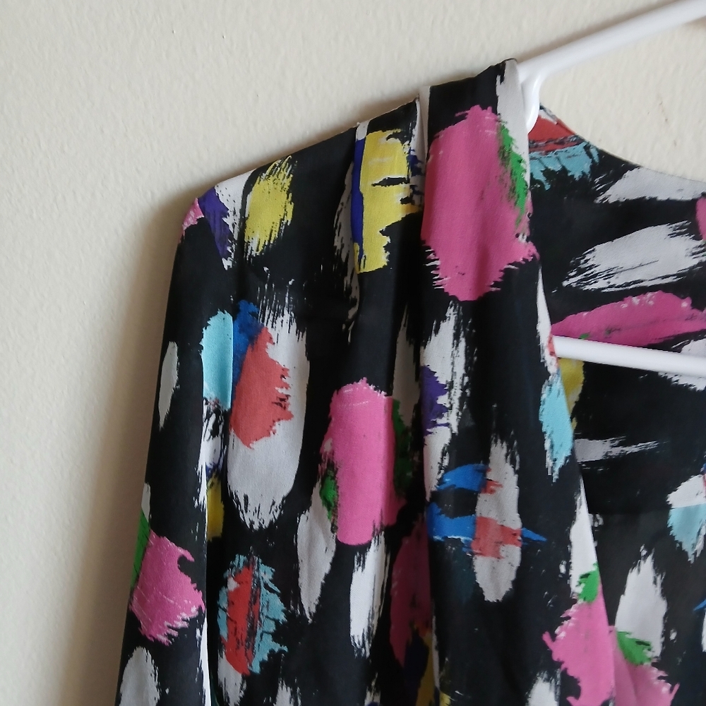 LIZ CLAIBORNE Faux Wrap Blouse Multicolor Size XL - Picture 5 of 11